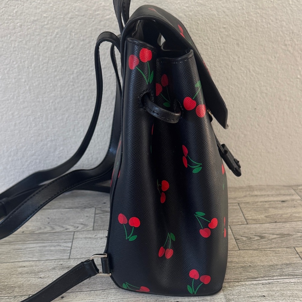 Kate Spade Lizzie Med Flap Tossed Cherry Print Backpack - Picture 2 of 12